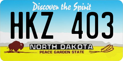 ND license plate HKZ403