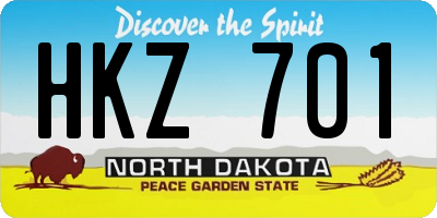 ND license plate HKZ701