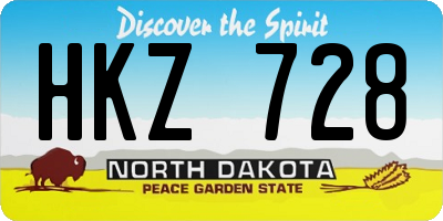 ND license plate HKZ728