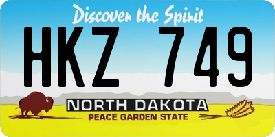 ND license plate HKZ749