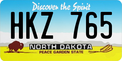 ND license plate HKZ765