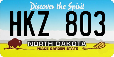 ND license plate HKZ803