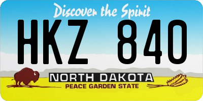 ND license plate HKZ840
