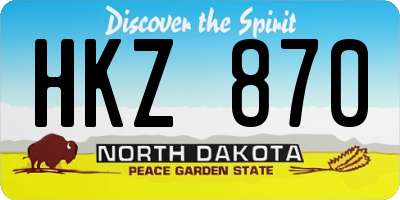ND license plate HKZ870