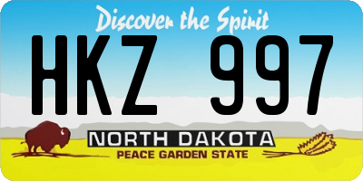 ND license plate HKZ997