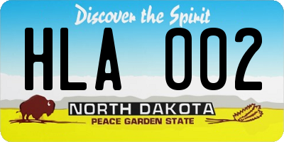 ND license plate HLA002