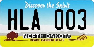 ND license plate HLA003