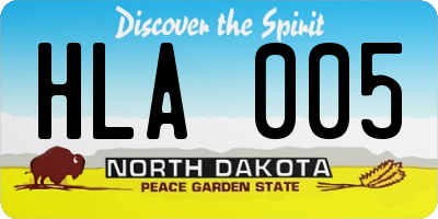 ND license plate HLA005