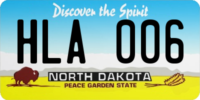 ND license plate HLA006