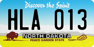 ND license plate HLA013