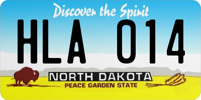 ND license plate HLA014