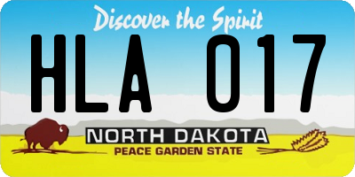 ND license plate HLA017