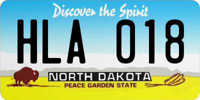 ND license plate HLA018