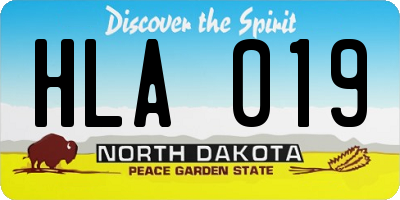 ND license plate HLA019