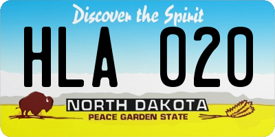 ND license plate HLA020