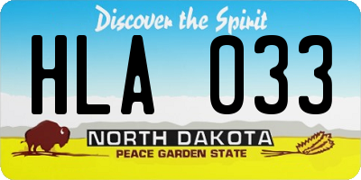ND license plate HLA033