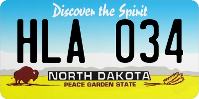 ND license plate HLA034