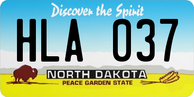 ND license plate HLA037