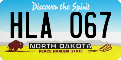 ND license plate HLA067