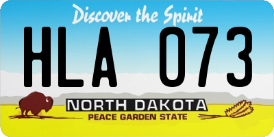 ND license plate HLA073