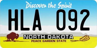 ND license plate HLA092