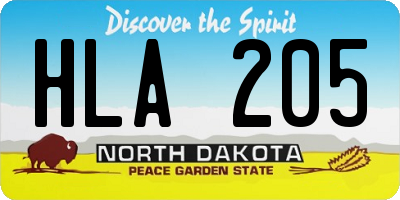 ND license plate HLA205