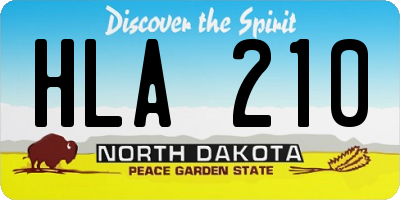 ND license plate HLA210