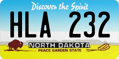 ND license plate HLA232