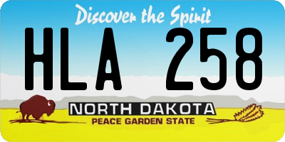 ND license plate HLA258