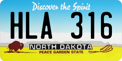ND license plate HLA316