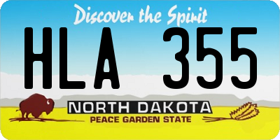 ND license plate HLA355