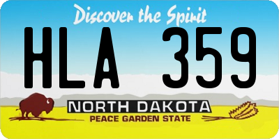 ND license plate HLA359