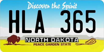 ND license plate HLA365