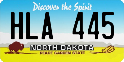 ND license plate HLA445