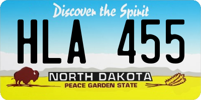 ND license plate HLA455