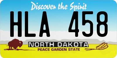 ND license plate HLA458
