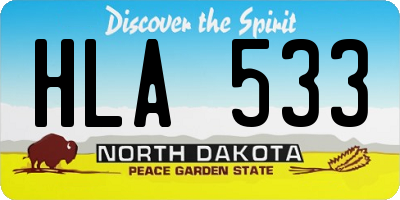 ND license plate HLA533