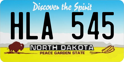 ND license plate HLA545
