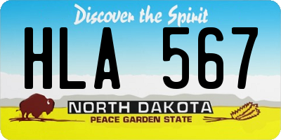 ND license plate HLA567