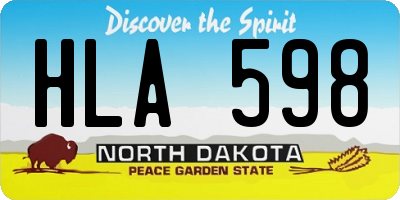 ND license plate HLA598