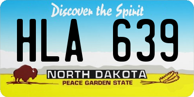 ND license plate HLA639
