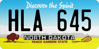 ND license plate HLA645