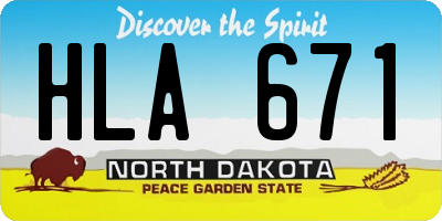 ND license plate HLA671