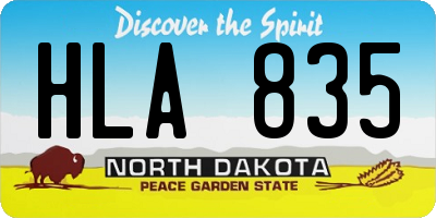 ND license plate HLA835