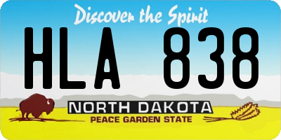 ND license plate HLA838