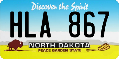 ND license plate HLA867