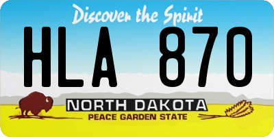 ND license plate HLA870