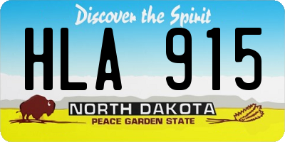 ND license plate HLA915