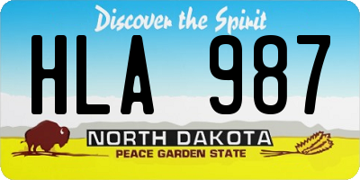 ND license plate HLA987