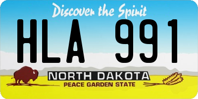 ND license plate HLA991